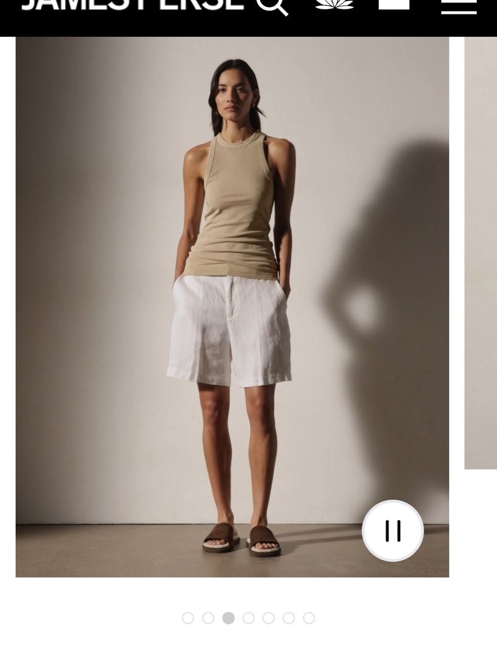 James Perse  Ribbed Tank Top in Light Beige
